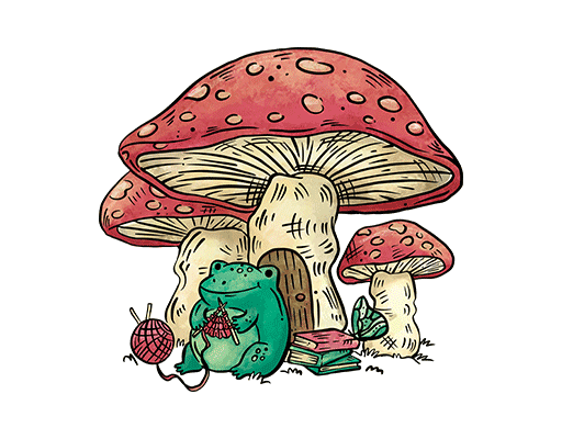 卡通蘑菇图案手绘蘑菇印花素材卡通青蛙手绘卡通动物