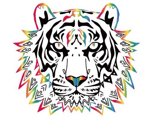 卡通动物头像卡通老虎头像彩色老虎头动物矢量