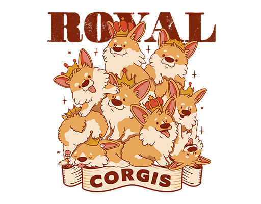 卡通小狗头像可爱卡通动物儿童印花素材柯基狗图案