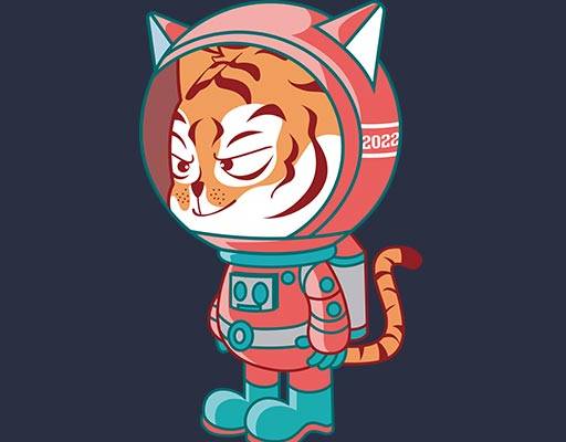 卡通老虎矢量手绘卡通动物宇航员老虎