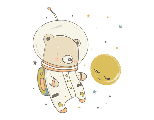 卡通小熊图案宇航员熊图案儿童印花素材星球图案