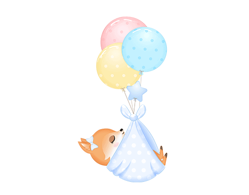 卡通狐狸图案婴幼儿印花图案宝宝印花素材卡通气球图案