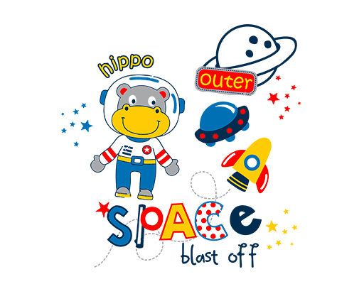 手绘卡通动物图案手写英文字母宇航员小熊图案星球图案宇宙飞船