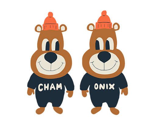 卡通小熊图案可爱卡通熊儿童印花素材两只熊印花图案戴帽子小熊