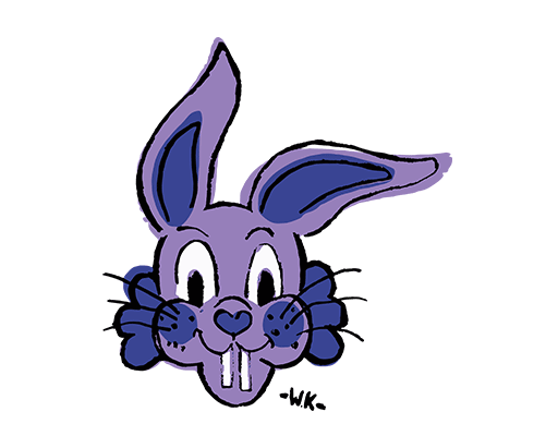 卡通兔子头像手绘兔子可爱卡通动物儿童印花素材小丑兔子