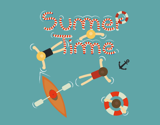 卡通英文字母图案游泳人物图案滑板人物图案儿童印花素材夏季印花图案