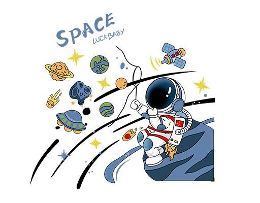 卡通宇航员图案星球图案英文字母图案手绘卡通人物
