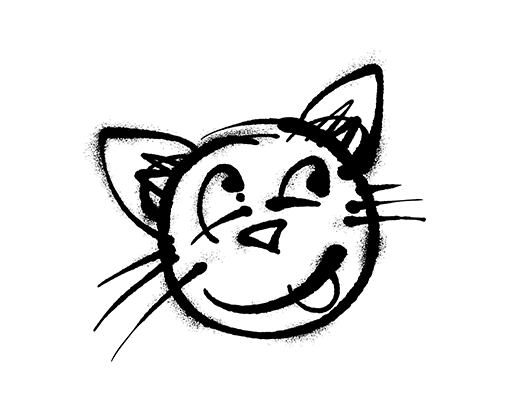 涂鸦猫头像手绘猫咪头像儿童印花素材卡通动物头像T恤图案