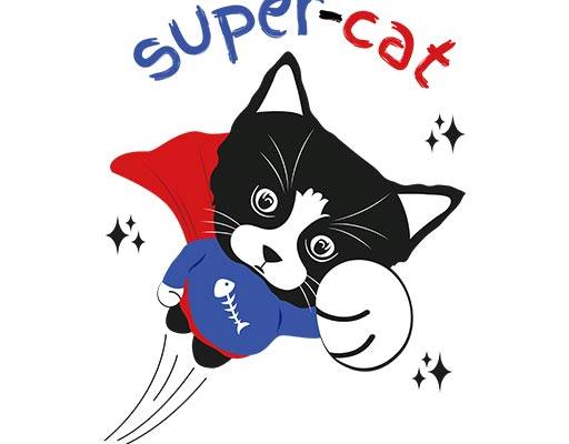 卡通猫咪图案手绘卡通动物猫咪超人矢量