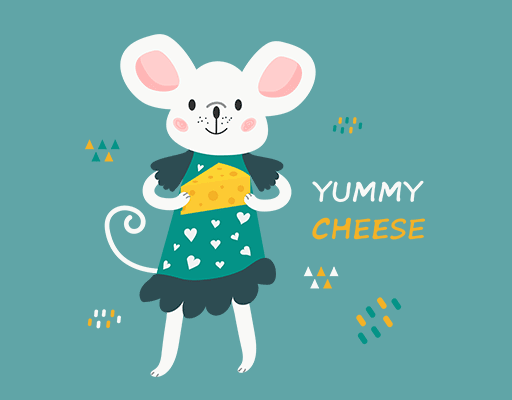 卡通老鼠图案手绘动物图案儿童印花素材简笔老鼠