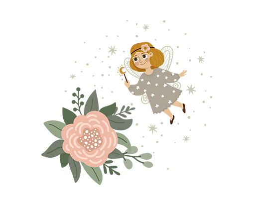 卡通女孩图案手绘花朵鲜花图案卡通天使图案儿童印花素材