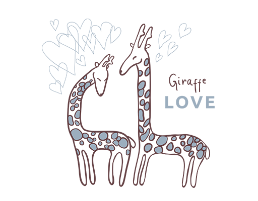 卡通动物图案手绘长颈鹿图案儿童印花素材涂鸦卡通动物