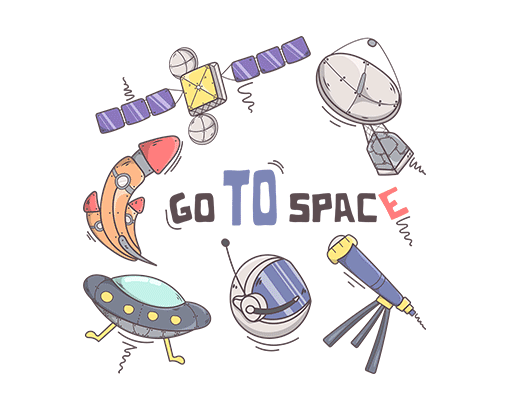 卡通卫星图案手绘望远镜图案星空图案男装印花素材宇航员图案头盔