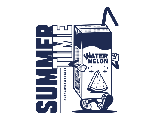 卡通饮料图案手绘饮料卡通英文字母图案儿童印花素材西瓜饮料盒子饮料瓶子