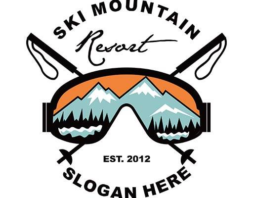 滑雪护目镜矢量滑雪杆山峰矢量眼镜矢量