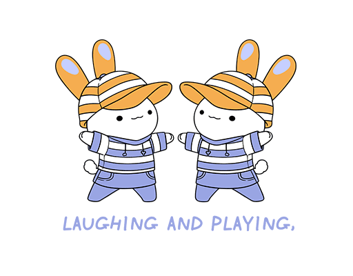 卡通兔子图案手绘兔子两只兔子可爱兔子戴帽子兔子儿童印花素材