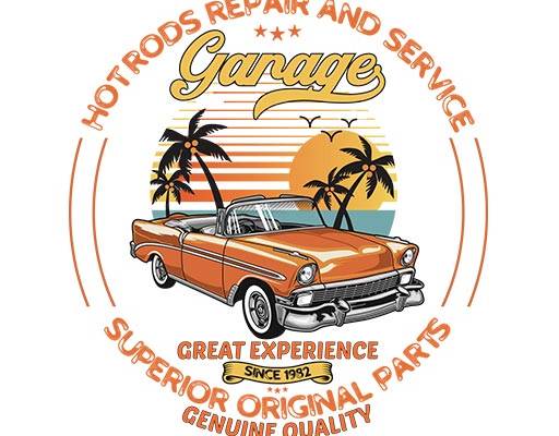 汽车矢量图案圆形英文字母矢量椰子树矢量风景矢量