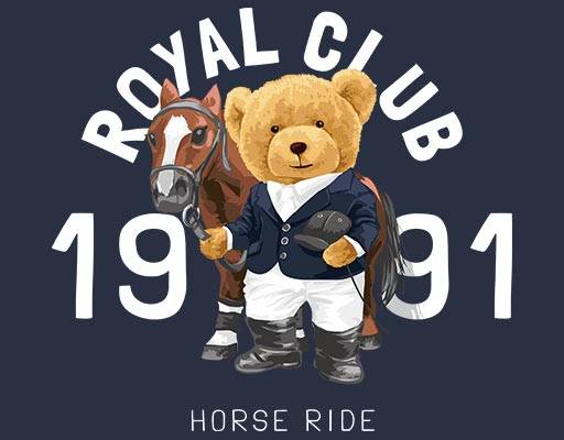 卡通小熊小马图案手绘卡通动物英文字母矢量