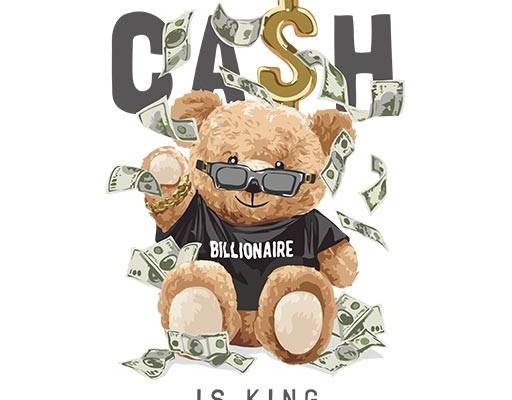 美元小熊矢量卡通小熊英文字母矢量手绘卡通戴眼镜的小熊