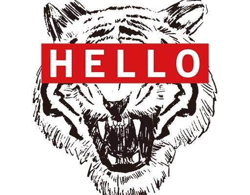 卡通老虎头像手绘老虎头像英文字母矢量方块条纹