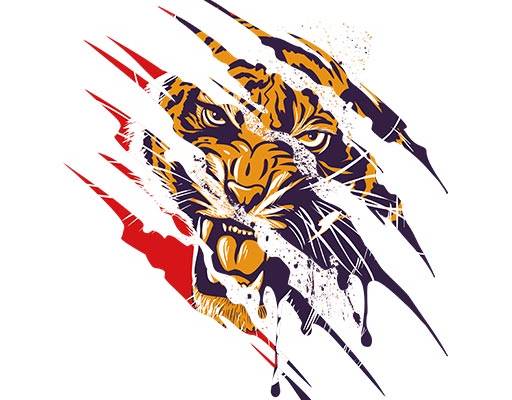 卡通老虎头像破碎老虎抓痕矢量卡通动物