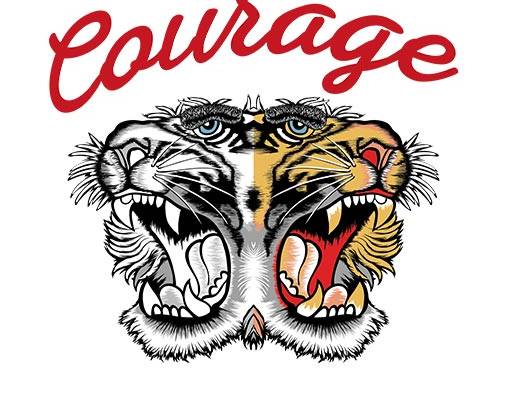 老虎头像矢量卡通动物双面老虎头