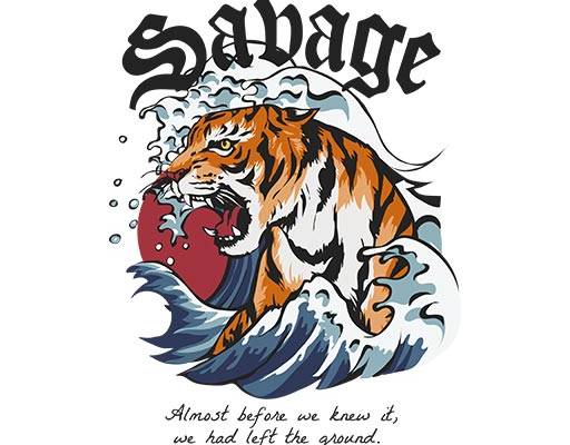 卡通老虎矢量手绘老虎海浪矢量英文字母矢量