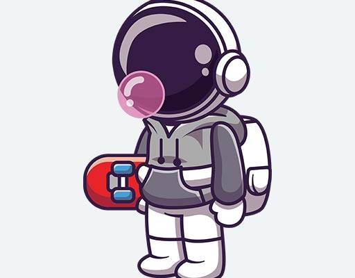 卡通宇航员矢量手绘卡通人物吹泡泡的宇航员