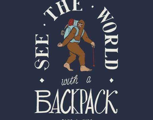 登山人物矢量卡通猿猴矢量英文字母矢量背包客矢量徒步旅行男人