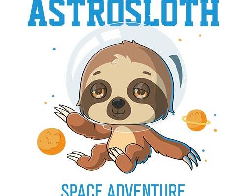 卡通树懒卡通动物宇航员动物矢量英文字母矢量