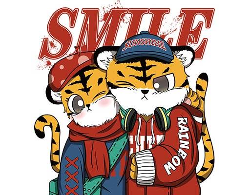 卡通老虎矢量英文字母矢量两只老虎音乐老虎