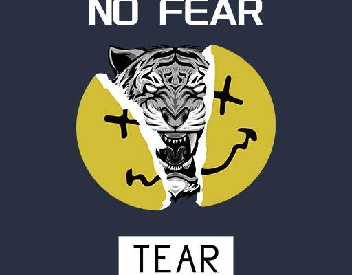 微笑表情矢量可爱卡通老虎头像撕裂表情