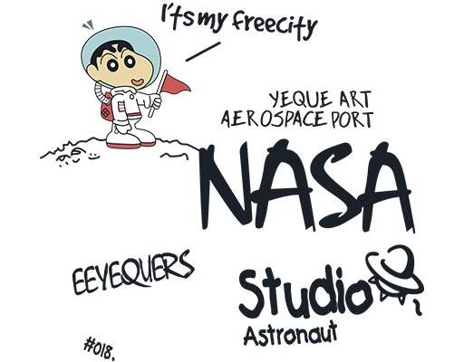 蜡笔小新宇航员实力手写英文字母矢量卡通人物图案