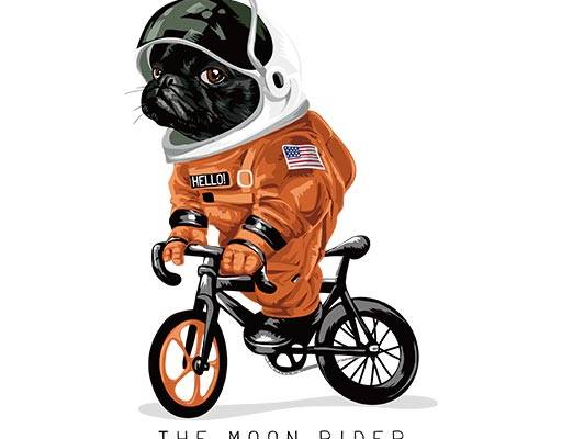 卡通小狗矢量骑自行车的小狗图案宇航员小狗矢量