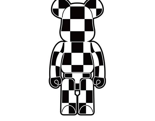 卡通小熊矢量卡通黑白格小熊手绘卡通动物
