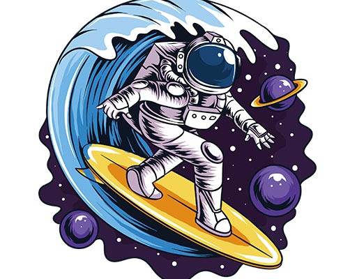 宇航员矢量卡通人物手绘卡通宇航员星球矢量冲浪宇航员