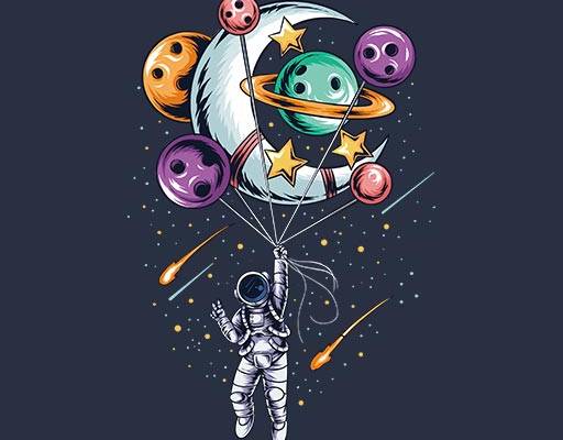 拿星球的宇航员卡通宇航员人物矢量手绘星球月亮流星