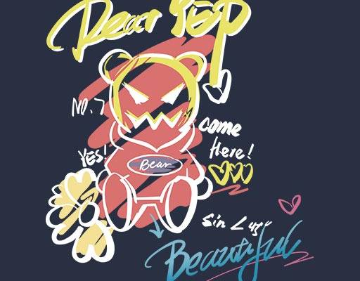 英文字母矢量简约文字矢量手绘涂鸦文字卡通小熊矢量