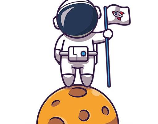 卡通宇航员矢量可爱卡通星球图案手绘卡通