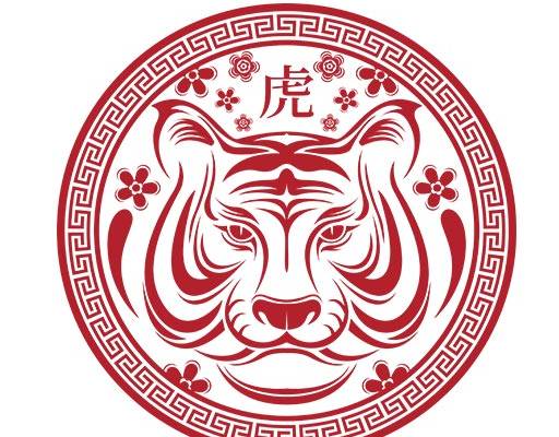 卡通老虎矢量手绘卡通动物头像圆形矢量老虎生肖图案