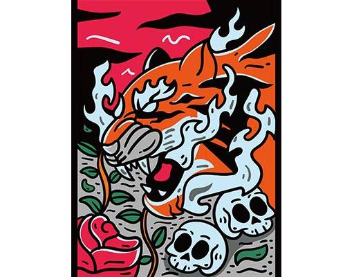 卡通动物矢量老虎头像手绘老虎简约老虎图案