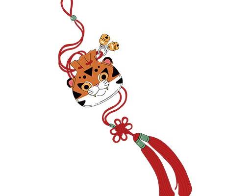 卡通动物挂件矢量手绘老虎编织袋图案福袋图案