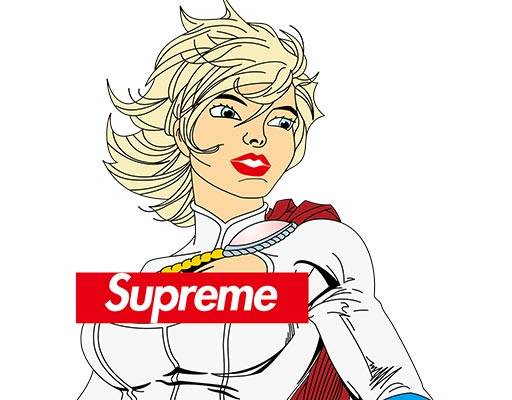 卡通人物矢量手绘女孩矢量supreme英文字母矢量