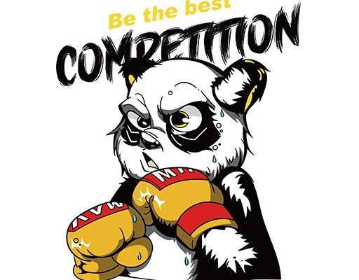 卡通熊猫矢量英文字母矢量拳击熊猫图案手写毛笔字