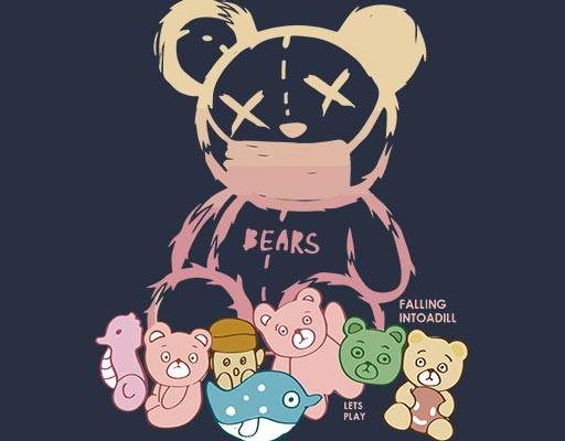 卡通小熊矢量手绘卡通动物口罩小熊彩色小熊