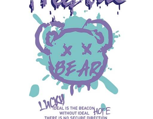 卡通小熊矢量破碎喷溅矢量图案手写英文字母矢量