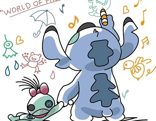 卡通史迪仔星际宝贝矢量手绘卡通大耳怪矢量动画片矢量