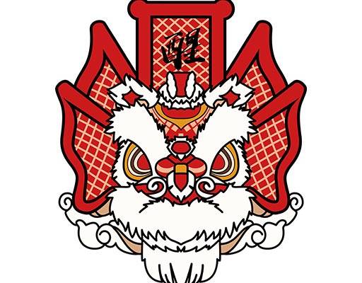 卡通狮子头矢量旗帜矢量中国风矢量图案