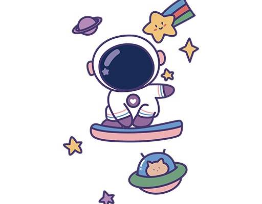 卡通宇航员矢量飞船矢量星星图案星球矢量图案