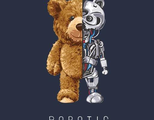 卡通小熊机器熊矢量小熊骨骼矢量毛绒玩具矢量